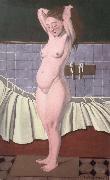 Felix Vallotton Woman combing her hair in the bathroom painting
